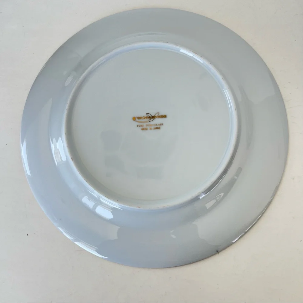 YAMASHIGE Japan 8 Pc Cobalt Blue Gold Encrusted Dinner w Salad Plates Porcelain